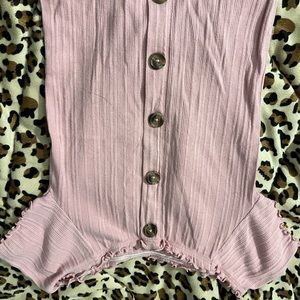 Pink button up tee
